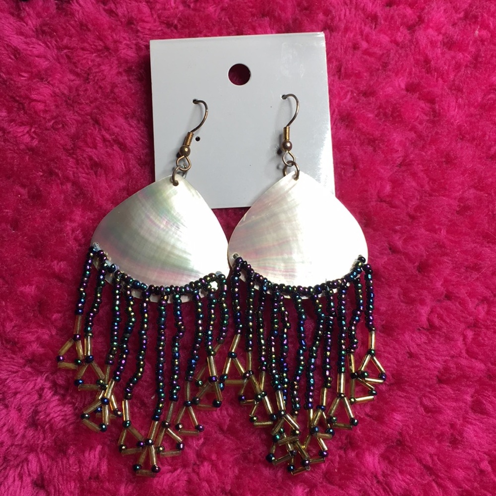 Shell Gold&Blue Earrings